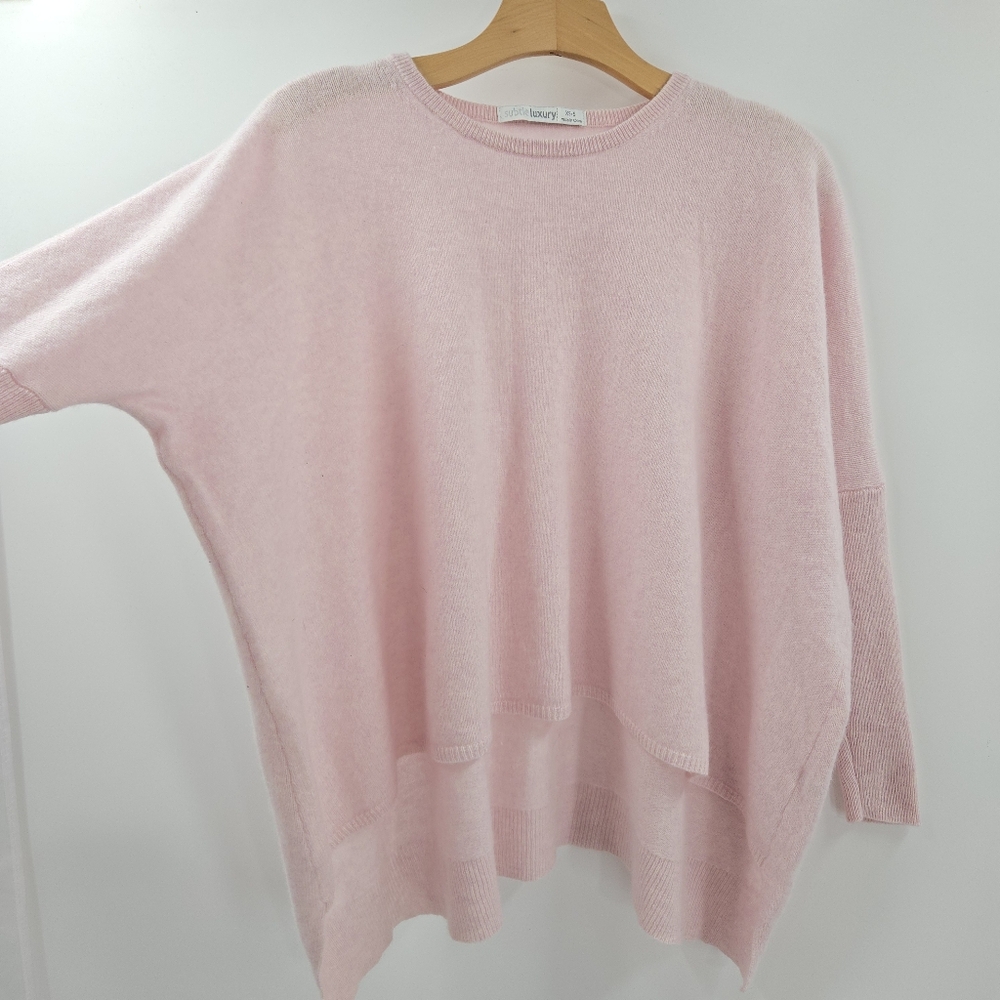 Subtle Luxury Pink Cashmere Sweater Loose And‎ Easy Crew Neck Boxy - Picture 4 of 14